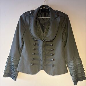 BCBGMaxAzria Army Green Military-Inspired Blazer, Sz XS, cool accents